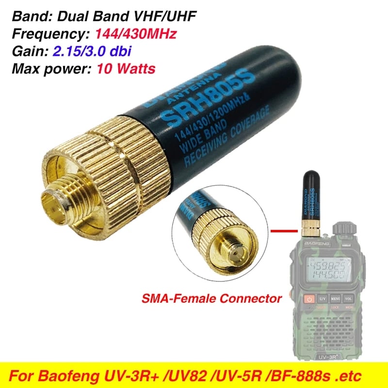 SRH805S SMA-F Female Antenna High Gain Dual Band UHF VHF 144/430MHz for Baofeng UV-5R BF-888S uv-82 UV-5RA UV82 UV-3R Radio