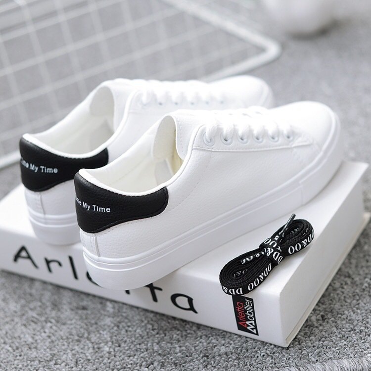 Little white shoes, women's leather flat running shoes, sports shoes, breathable women's board shoes