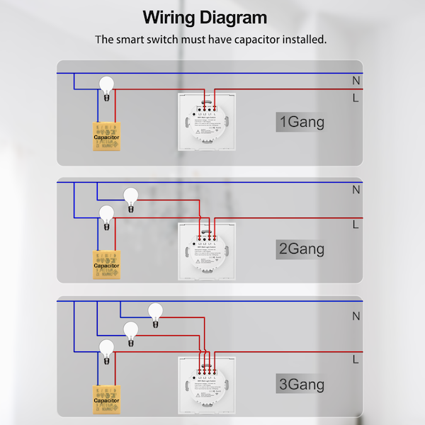 Wifi Wall Touch Switch EU No Neutral Wire Required Smart Light Switch 1 2 3 Gang 220V Tuya Smart Home Support Alexa Google Home