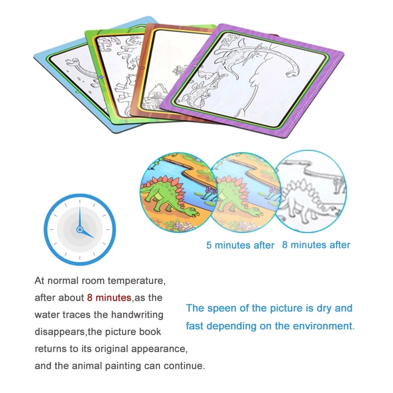 1pc Children Early Education Toys Magical Book Water Drawing Montessori Toys Gift Reusable Coloring Book Magic Random color