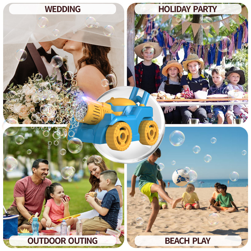Cross border children's tank, hand pushed bubble truck, toy, electric rotating bubble blowing, outdoor wedding fully automatic b