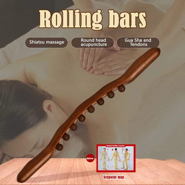 Massager for Body Natural Carbonized Wood Scraping Massage Stick Back Massager SPA Therapy Tool Point Treatment Guasha Relax