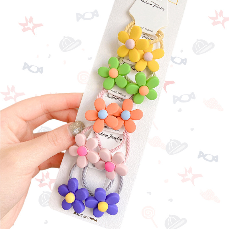 Children's hair with rubber bands and flowers will not hurt, high elastic head rope, little girl hair accessories