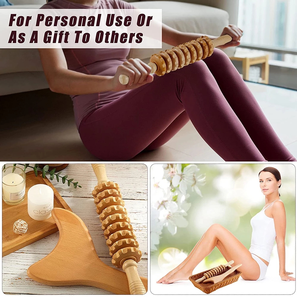 Wooden Exercise Roller Sport Injury Gym Body Leg Trigger Point Muscle Roller Sticks Massager Health Care