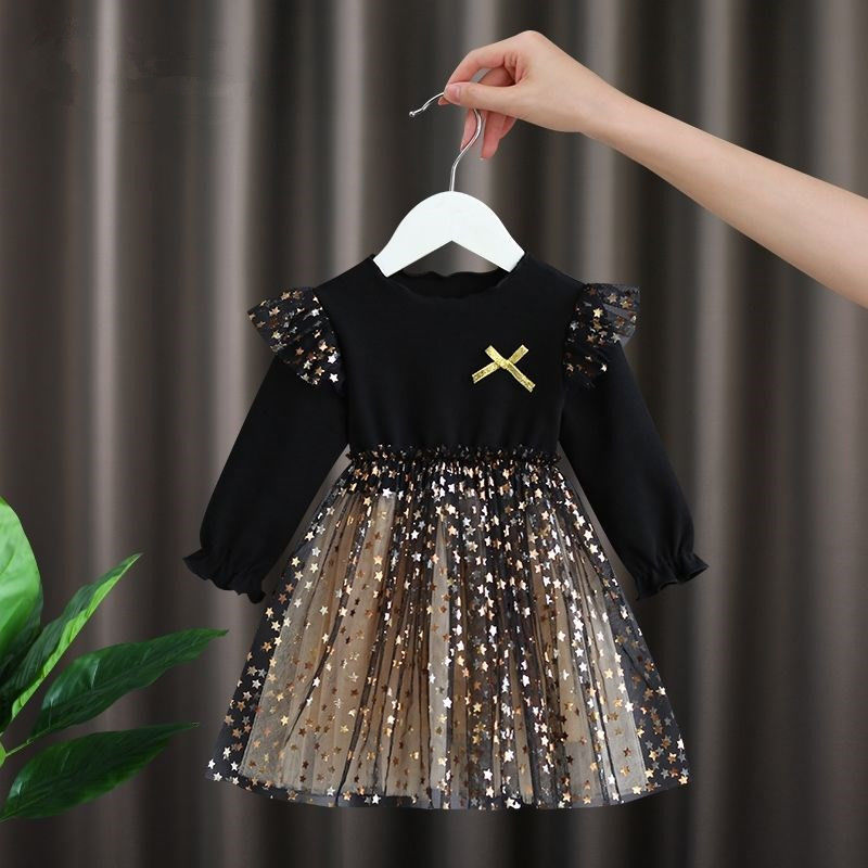 Girls' Baby Dress 2023 New Spring and Autumn Style Korean Edition Girls' Ponchy Dress Foreign Star Mesh Princess Dress