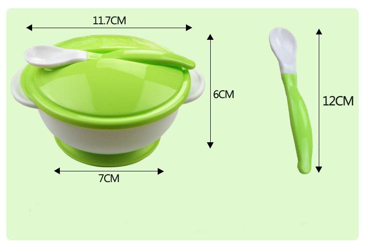 Maternal and Child Supplies Children's Tableware Double Ear with a Lid Spoon Baby Bag Plastic Bowl Children Sucker Bowl