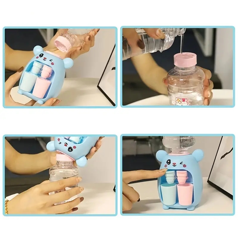 Cute Mini Water Dispenser For Children Kids Gift Cold/Warm Water Juice Milk Drinking Fountain Simulation Cartoon Pig Kitchen Toy