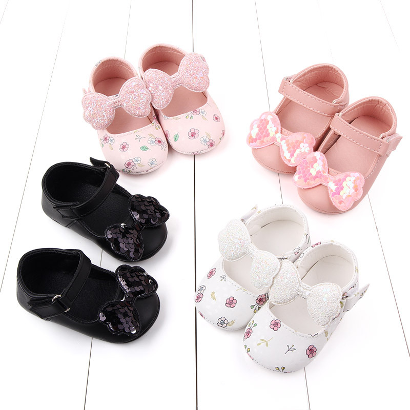 New baby soft-soled shoes baby toddler shoes dress bow princess shoes sequined baby shoes