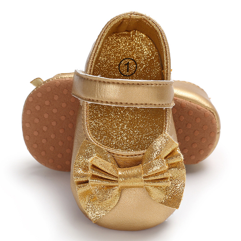 Cute Spring Newborn Golden Baby Shoes Non Slip Cloth Bottom Girl Shoes Elegant Breathable Casual Baby First Walking Shoes
