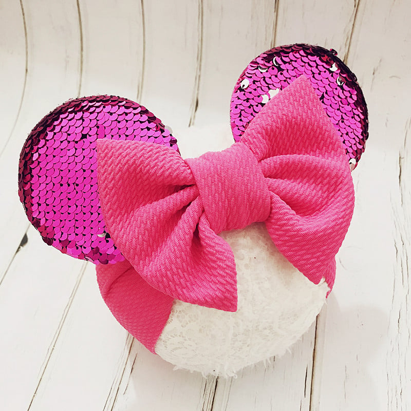spring and summer models children's Mickey stretch cloth hair band baby baby hair band headwear big bow wide hair band
