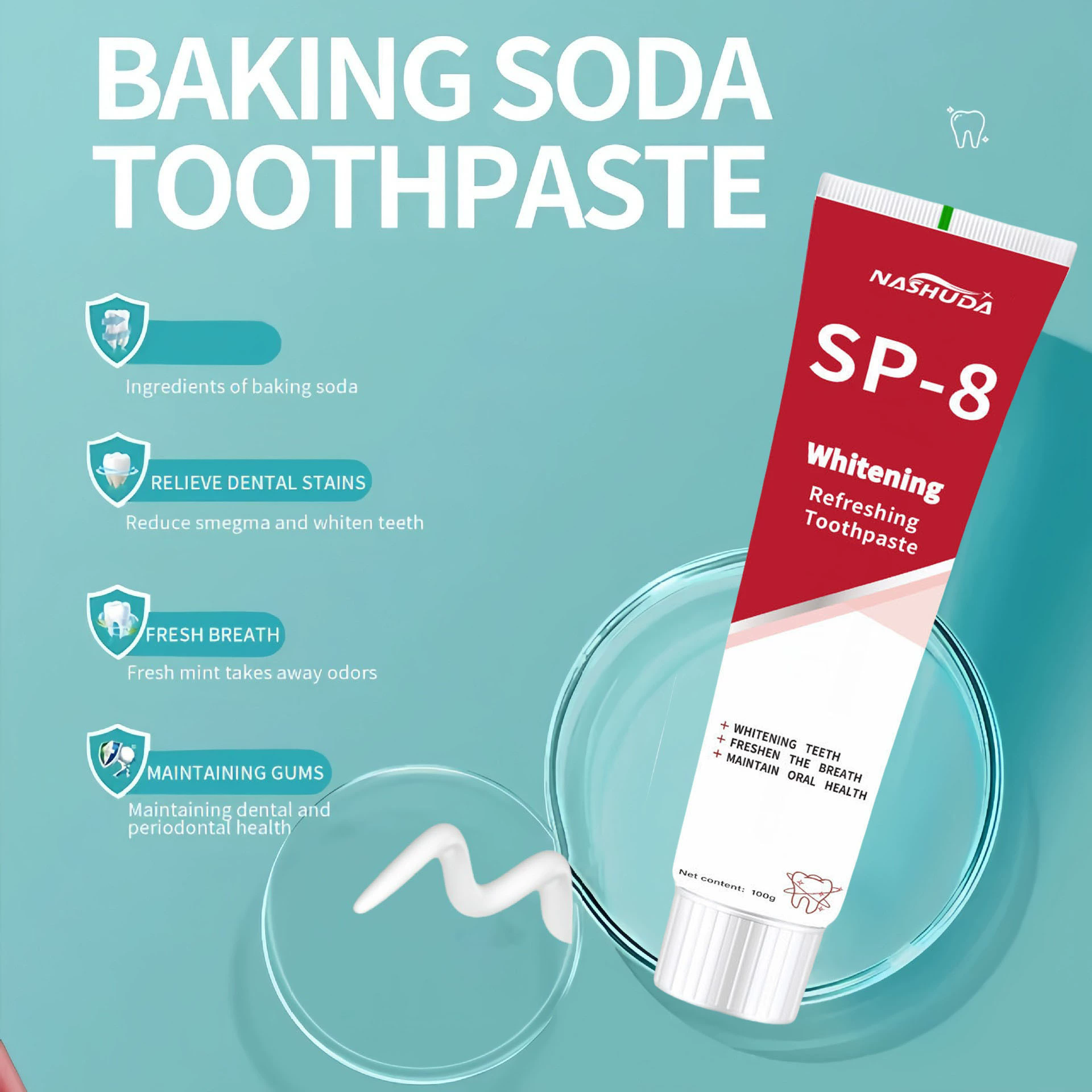 SP-8 Probiotic Toothpaste,Hydroxyapatite Repair for Oral Care Deeply Clean,Removes Stains,Fresh Breath Keep Mouth Health 100g