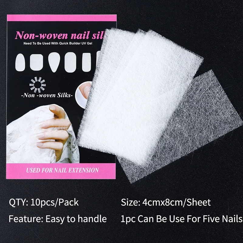 10pcs Silk Fiberglass for Nail Extension Form Non-Woven Silks UV Gel Building Fiber French Acrylic DIY Manicure Accessory