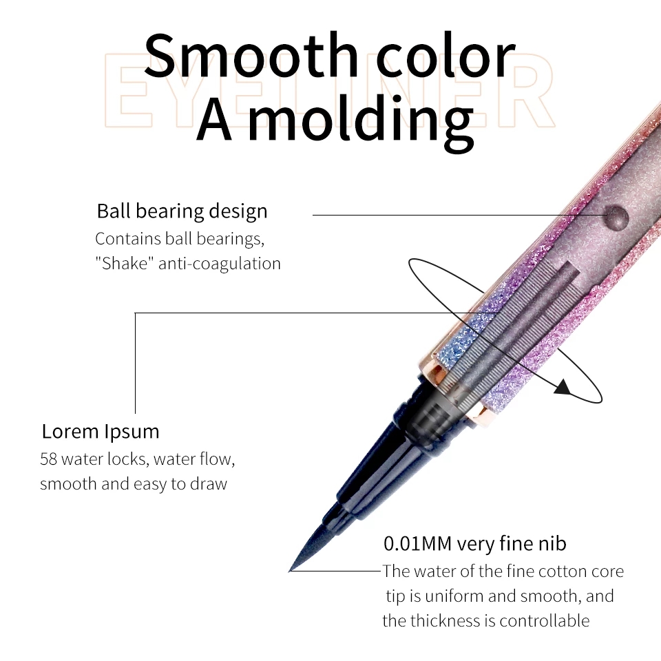 Magic Self-adhesive Liquid Eyeliner Pencil Glue-free Magnetic-free for Eyelashes Waterproof Eye Liner Pen Makeup Cosmetic