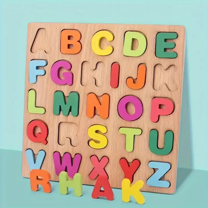Early Education Scratch Board Alphabet Puzzle Matching Toy, Wooden Educational Toys For Toddlers And Children