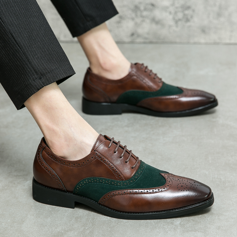 Classic Pointed FASHION Oxford Shoes Lace Up Men's Shoes Pointed Style Luxury Moccasin Casual Luxury Leather Shoes