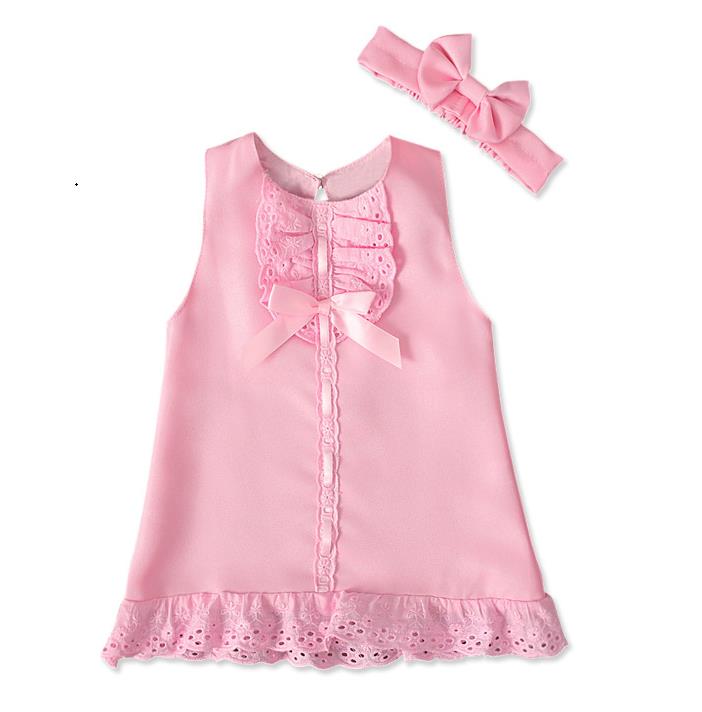 baby summer girls sleeveless bowknot skirt two-piece kids dress