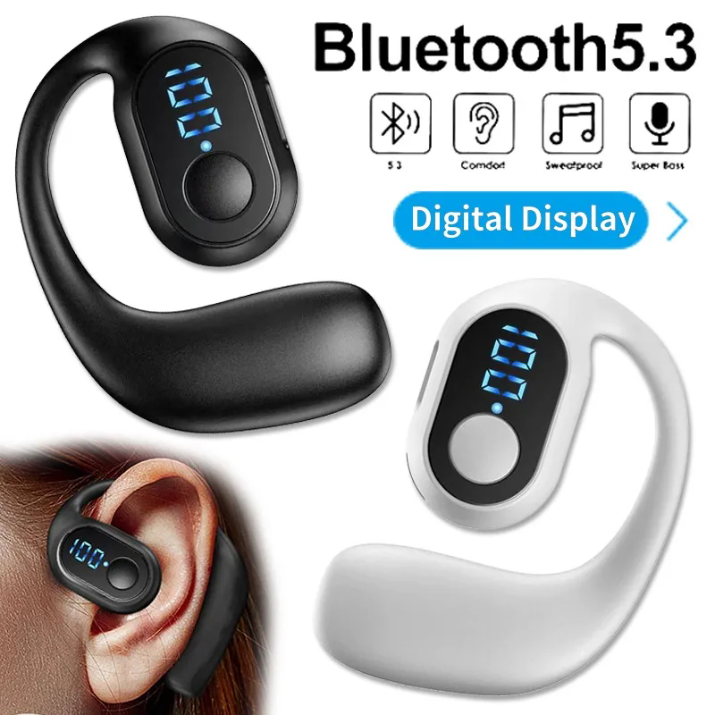 Bluetooth 5.3 Headphone TWS Wireless Ear Hook Earphone HiFi Stereo Noise Reduction Headset Waterproof Earbud for Huawei Xiaomi