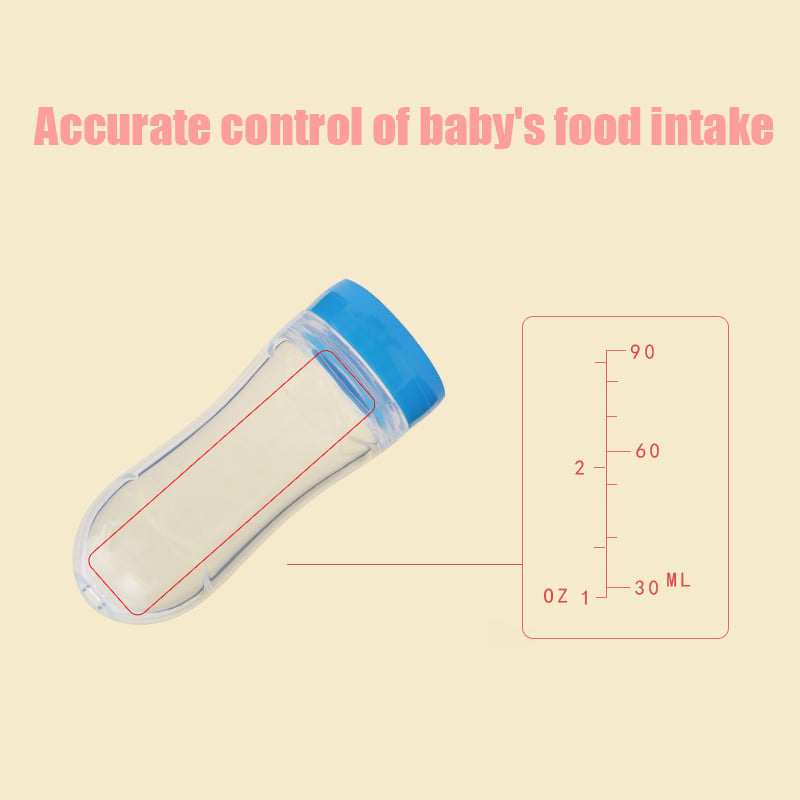 1Pc 90mL Silicone Baby Cereal Feeder Bottle Spoon Baby Toddler Feeding Bottle with Spoon Fresh Food Cereal Squeeze Feeder Hot