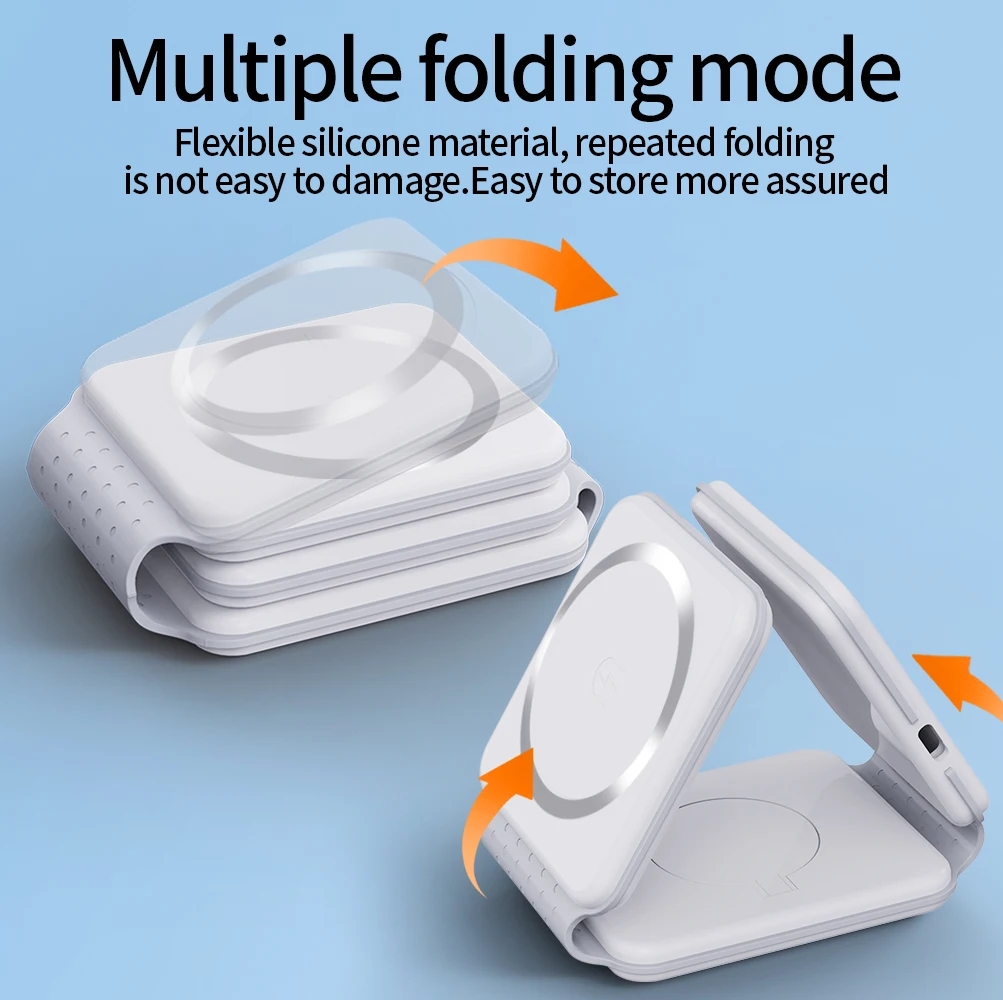 3 In 1 Magnetic Wireless Charger Pad Stand Foldable for iPhone 14 13 12 11 X Apple Watch AirPods 15W Fast Charging Dock Station