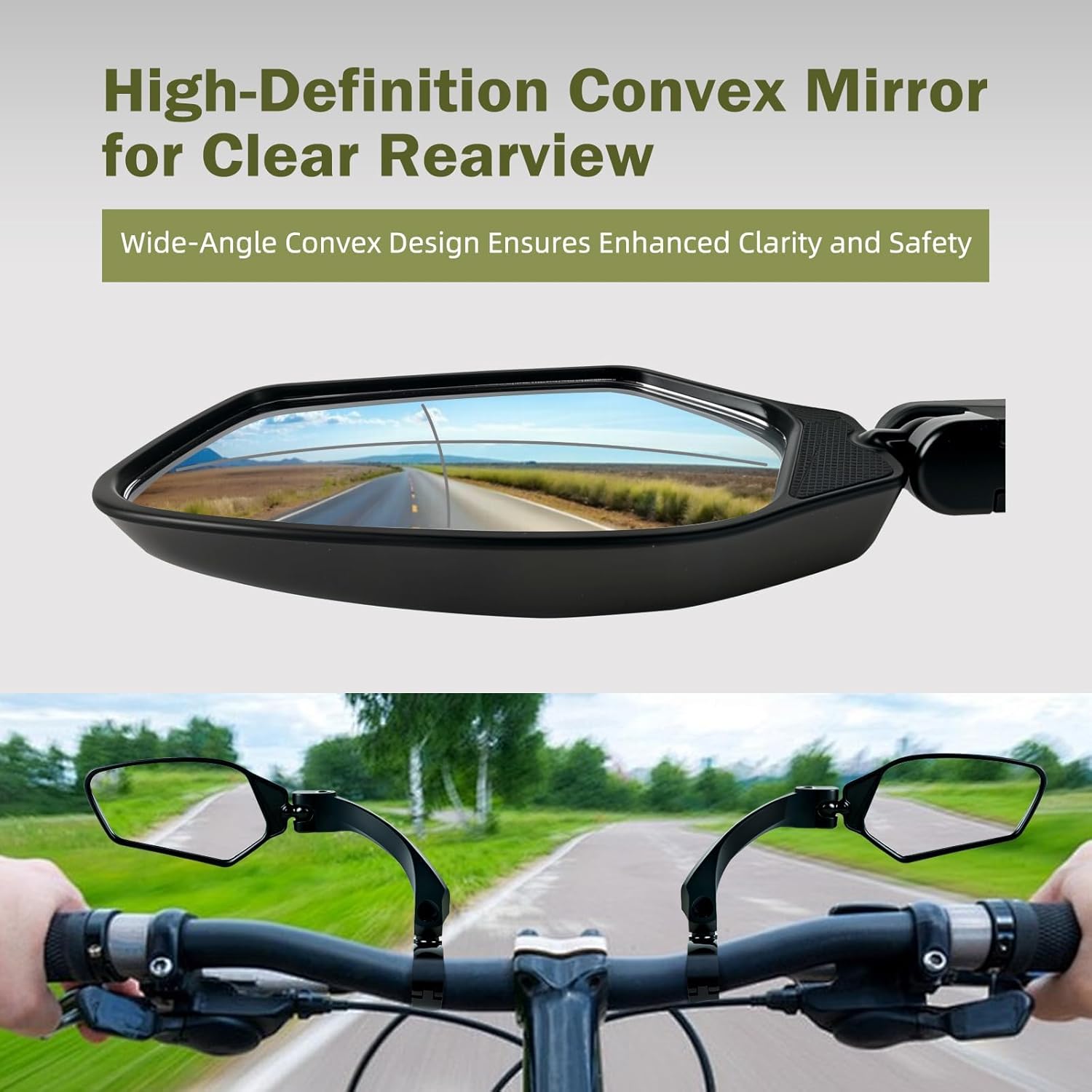 Adjustable Handlebar Bike Mirrors, Left & Right Bicycle Mirror Set,Universal Bike Mirrors,HD Shatterproof Mirror, 360° Rotatable, Compatible with MTB,