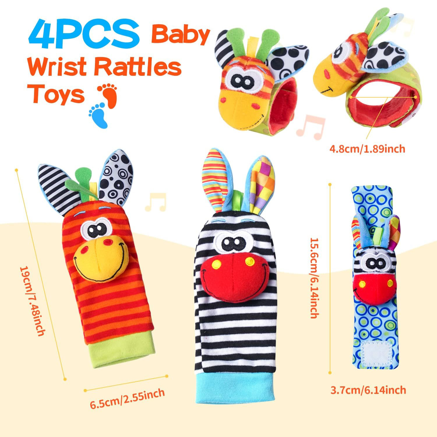 0-12 Months Baby Toy Baby Rattles Toys Animal Socks Wrist Strap Socks Bug Wrist Strap Baby Socks Pacifier Toys