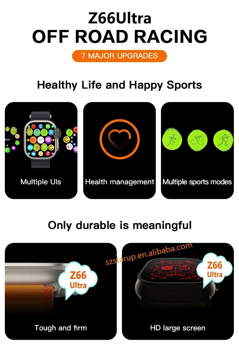 2023 Z66 Ultra Smartwatch Ecg Heartrate 1.93" Screen Series 8 Reloj Inteligente Z66ultra NFC Wireless Charger 8 Smart Watch