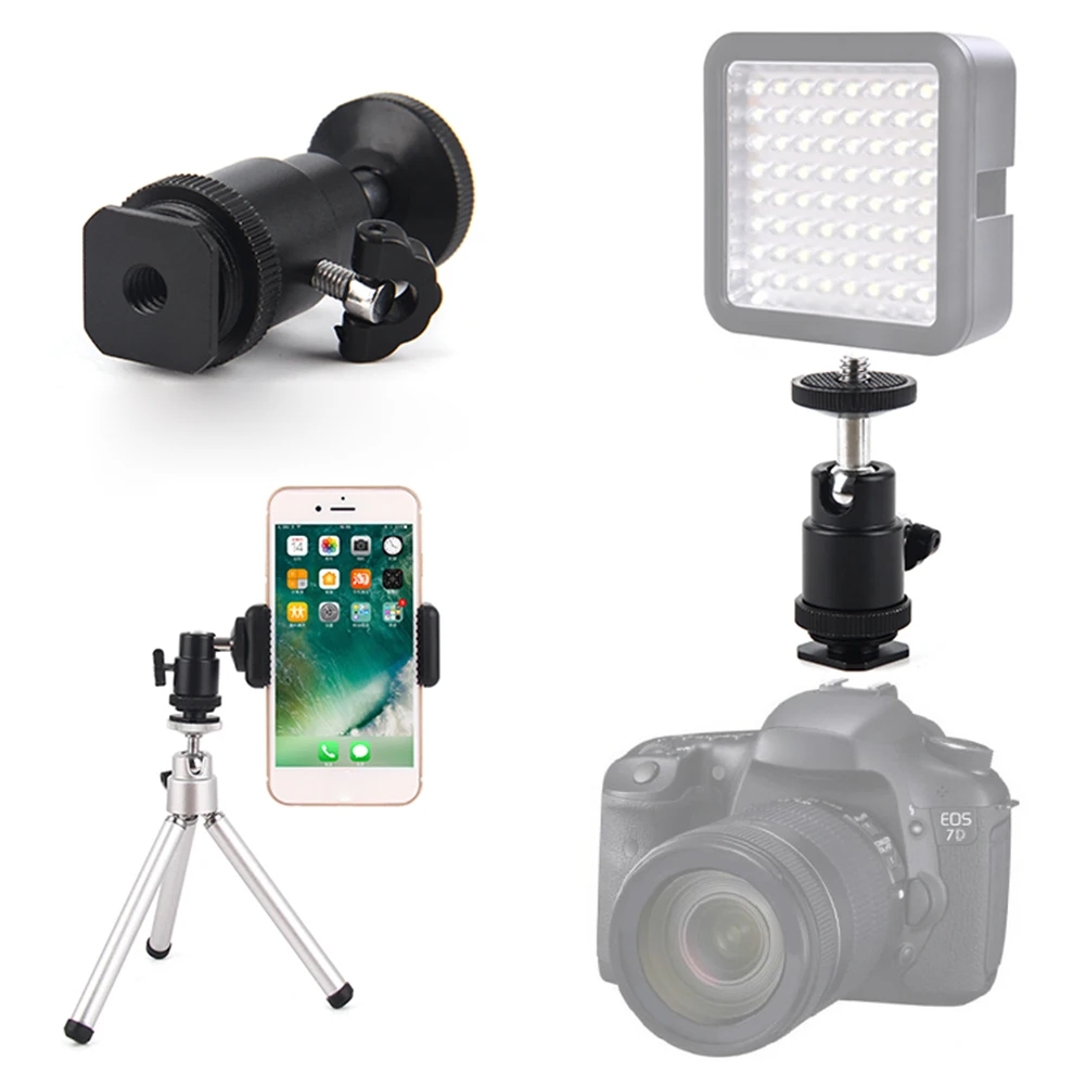 SLR metal hot shoe phone selfie universal spherical gimbal camera holder stabilizer 360 degree E-shaped clip
