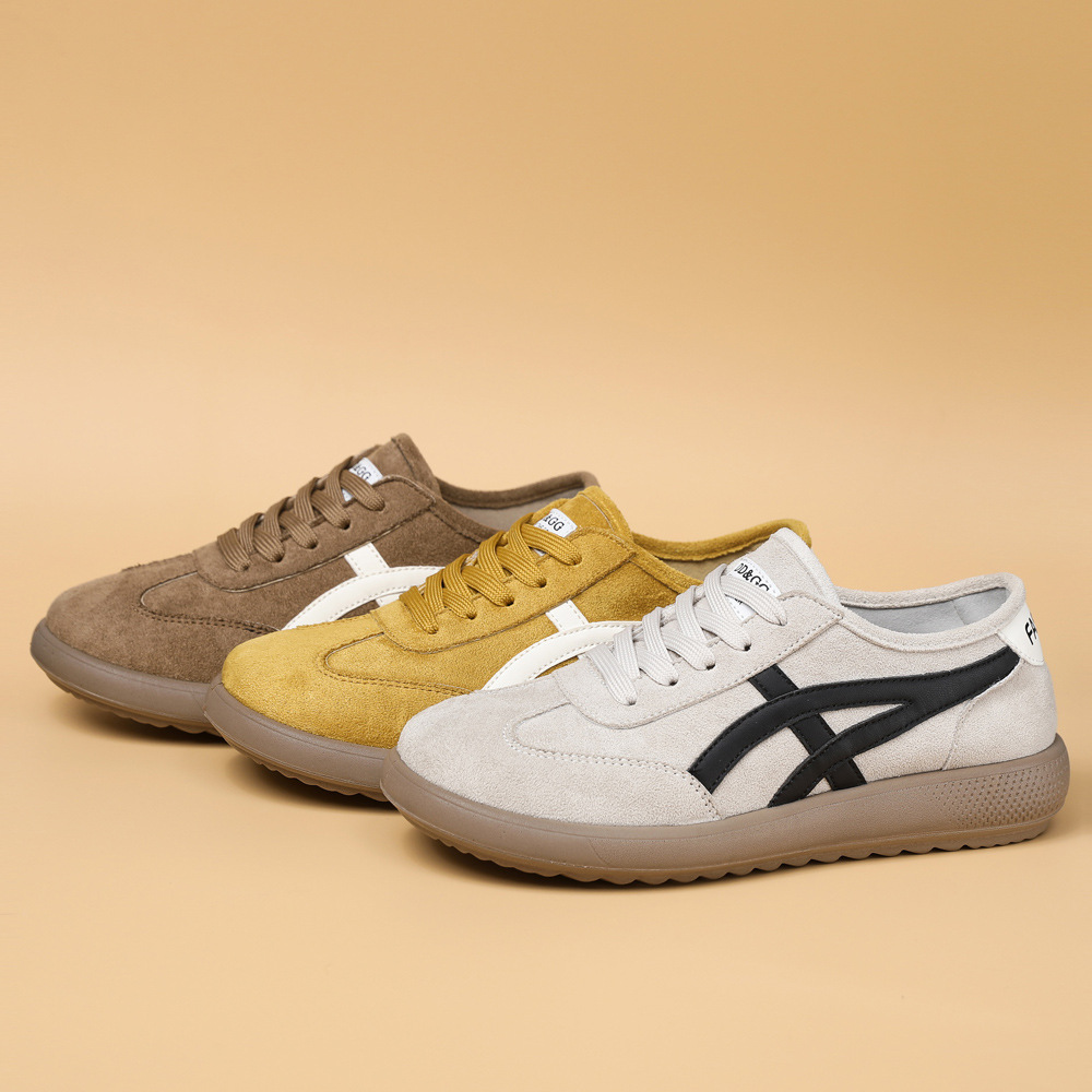 Fashion training shoes, white shoes, women's retro training, casual lace up running sports shoes, ins versatile flat shoes