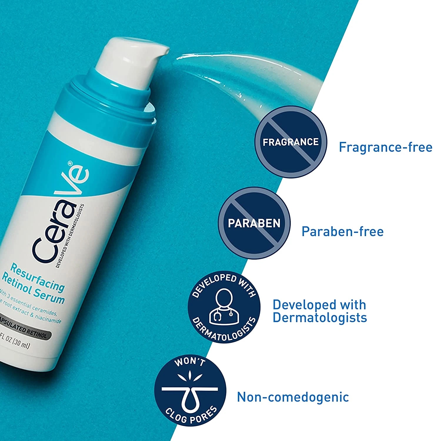2PCS New CeraVe Resurfacing Retinol Serum And Skin Renewing Retinol Serum And Hydrating Hyaluronic Acid Serum 30ML