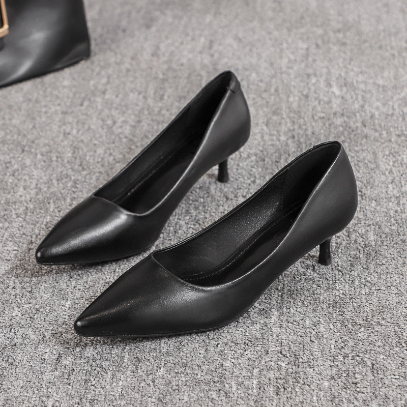 Flight Attendant High Heels Female 2023 New Etiquette Single Shoes Pointed Toe Thin Heels Professional Work Shoes Formal Dress B