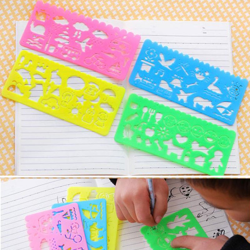 4 Cute Drawing Template Ruler Drafting Tool Stationery For Student Painting Supplies Creative Gift