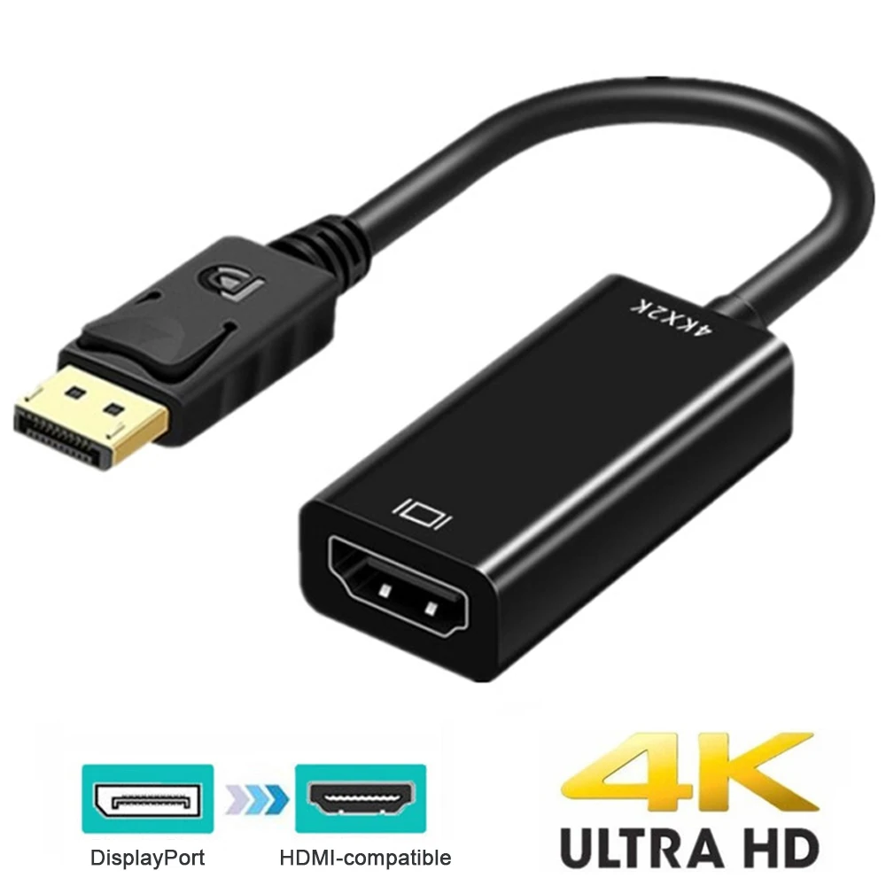 4K DisplayPort to HDMI-compatible Adapter Converter Display Port Male DP to Female HD TV Cable Adapter Video Audio