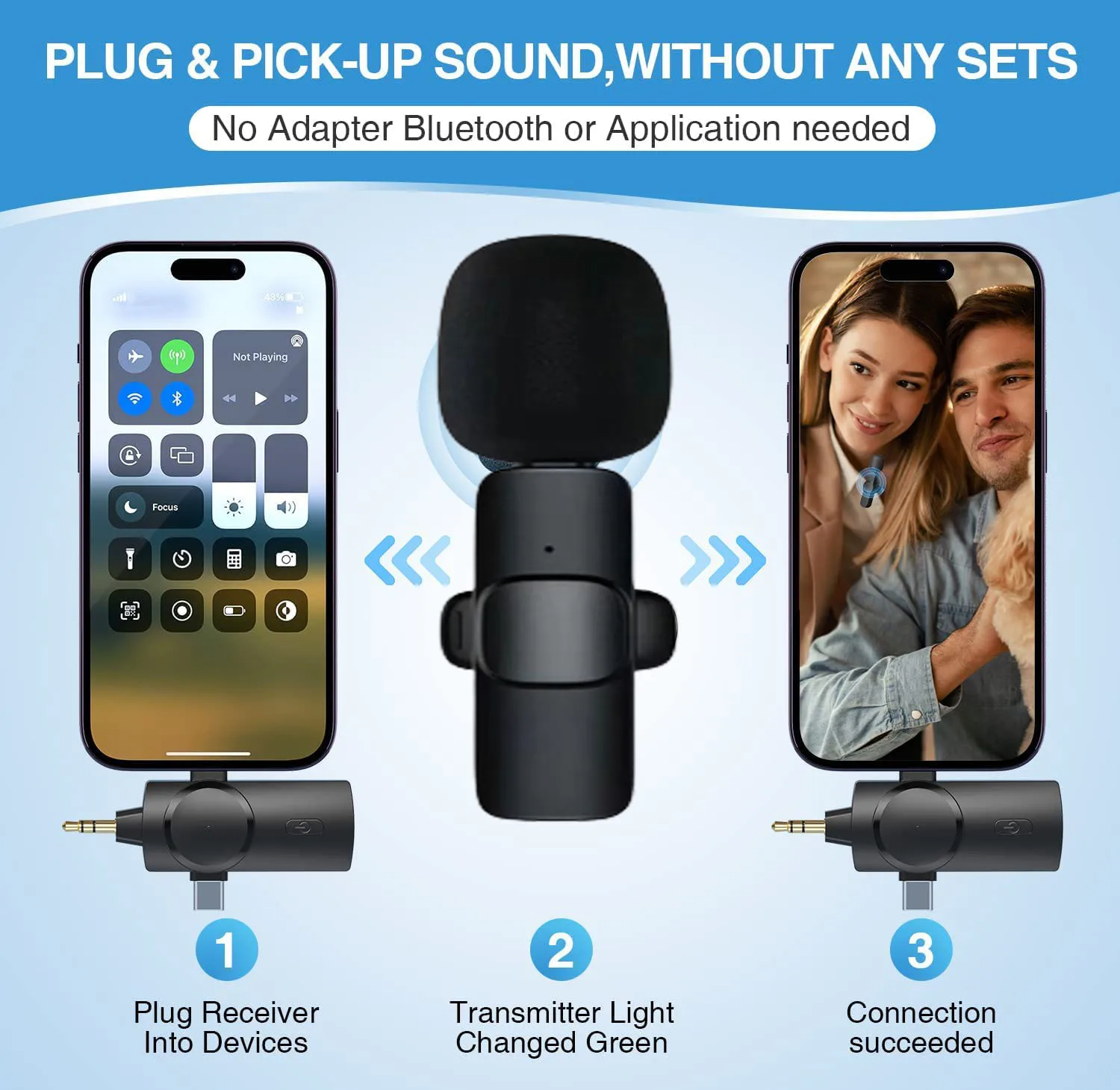 Professional 3 In 1 Wireless Lavalier Microphone for iPhone Android 3.5mm for radio Live Recording Noise Reduction Mini Microph