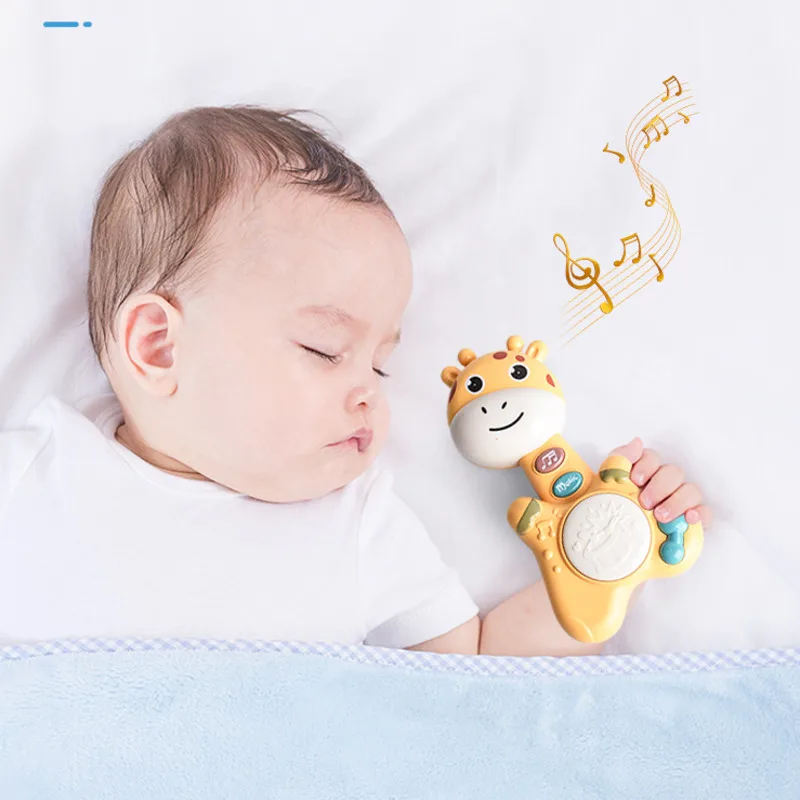 Musical Flashing Baby Cartoon Deer Hand Drum Early Learning Education Toys Infant Hand Bell Mobile Newborn Weep Tear Toy