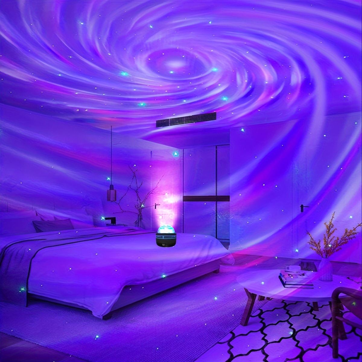 Starry Sky Atmosphere Light Aurora Water Ripple Romantic Projection Light Bedhead Starry Sky Light Bedroom Nightlight