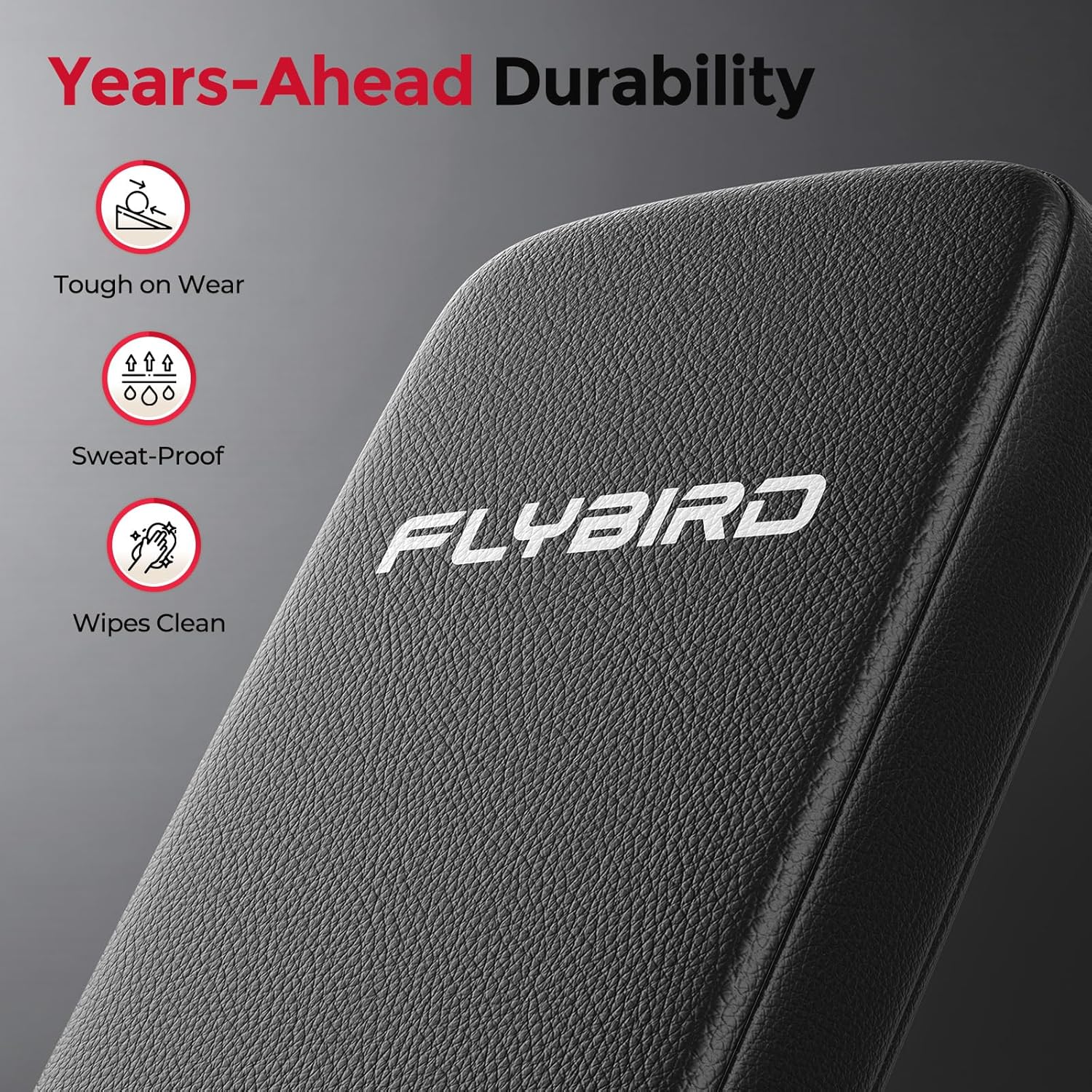 FLYBIRD WB5 Weight Bench, ASTM-Certified 800LBS Adjustable Weight Bench Workout Bench Foldable for Home Gym, 90° to -30° FID and 30in Extended Backres