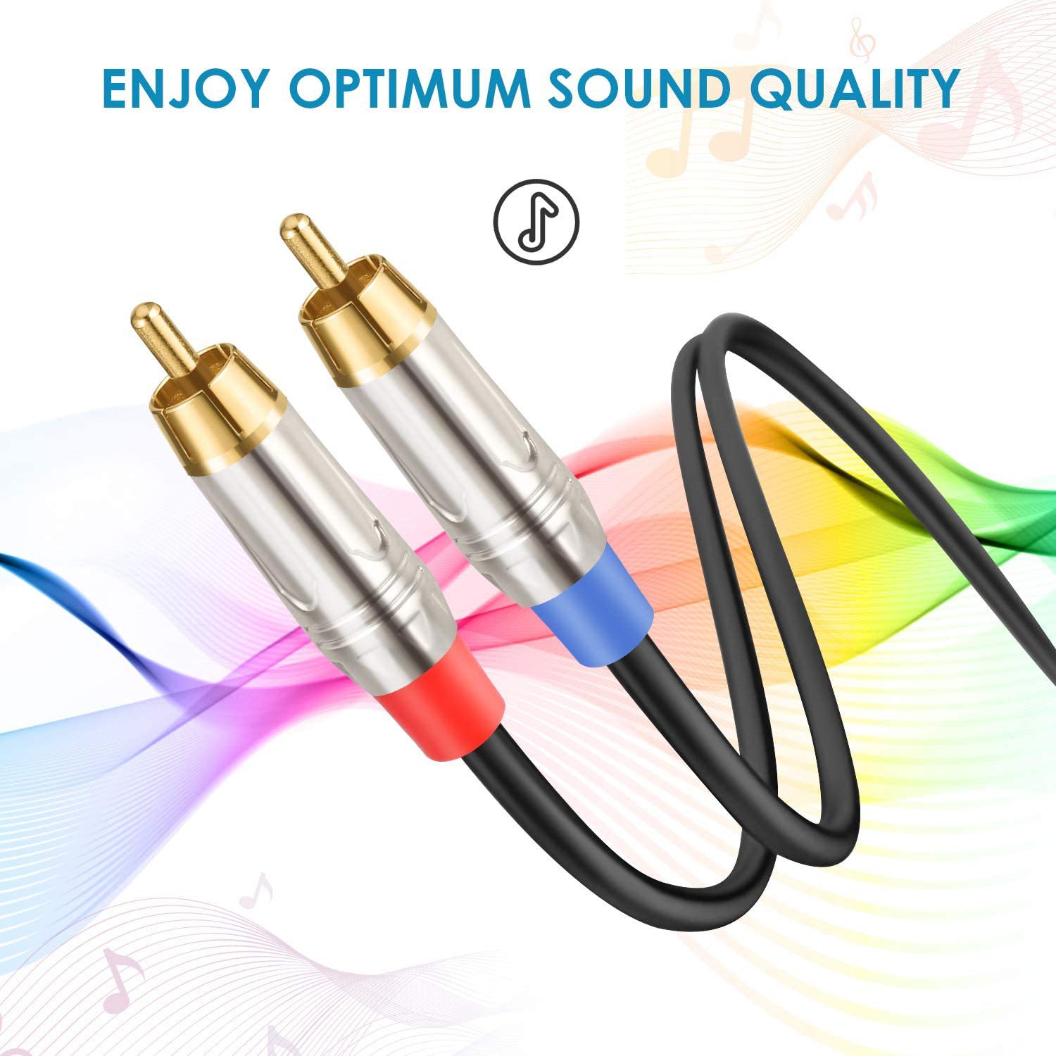 Dual-Layer Shielded 6.35mm Stereo Male to Dual RCA Male Audio Cable - 1.8m/3m Length 3.0m Black