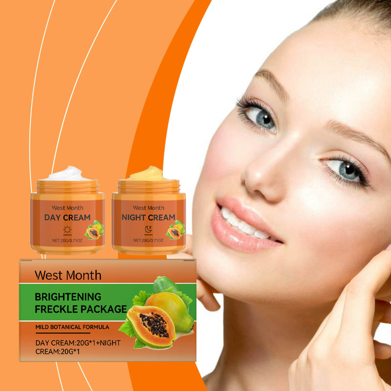 Papaya Whitening Day And Night Cream Anti Freckle Face Cream Improve Dark Skin Refreshing Face Skin 2pcs/set