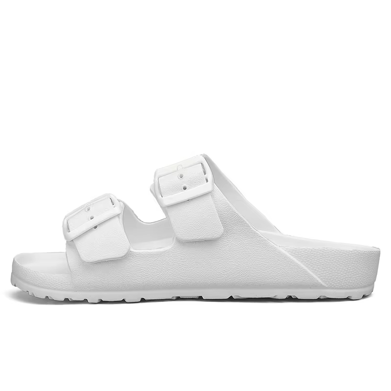 Women's Simple Solid Color Flat Heel Buckle Slip-On Slippers Large Size