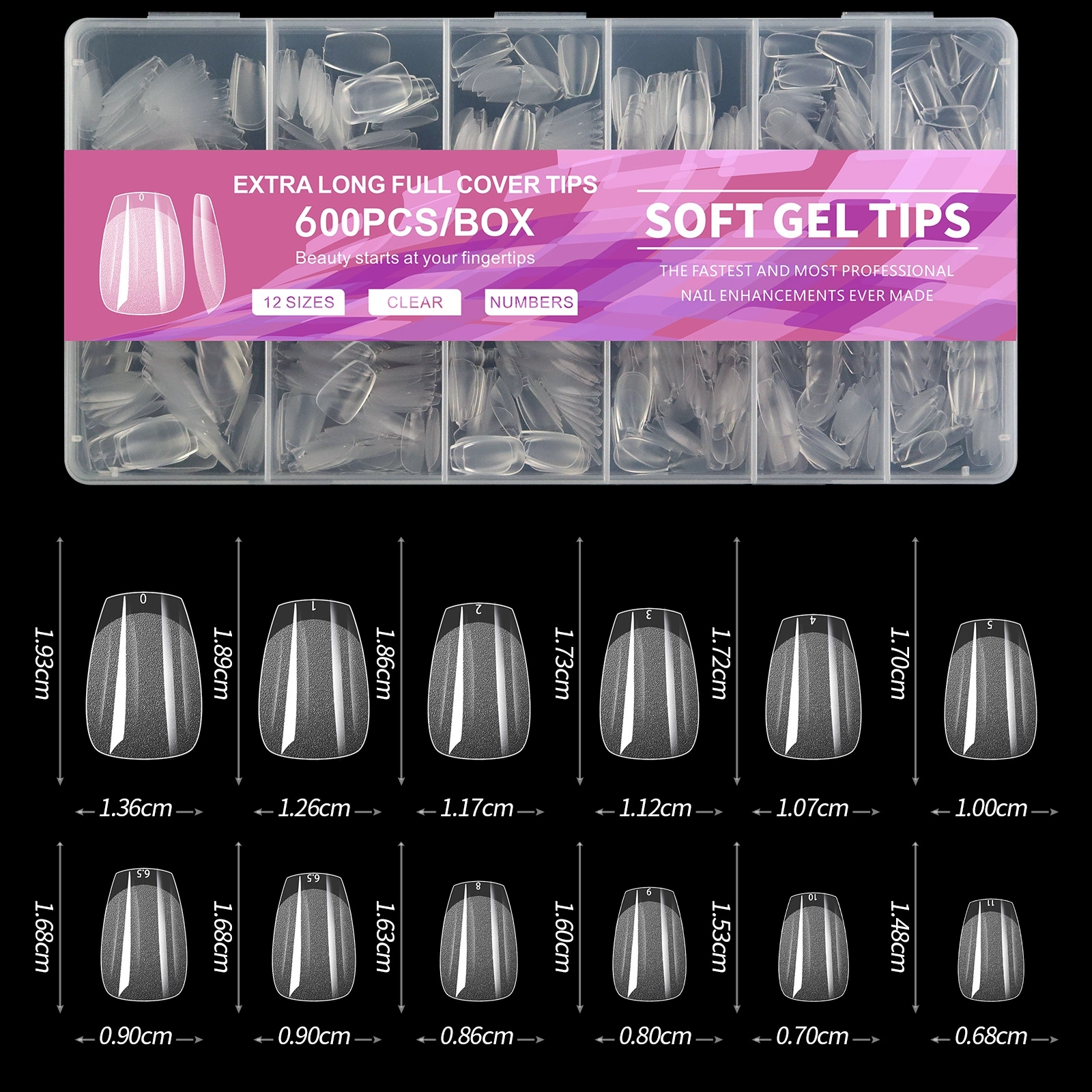 600pcs Soft Gel Nail Tips Supplies PressON Full Cover False Nail Tips for Acrylic Nails Gel Extra Short Almond Nail Tip