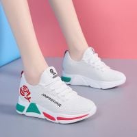 s Female Spring and Summer New Air-permeable Mesh Shoes Baitie Mesh Red Thick-soled Leisure Sports Shoes