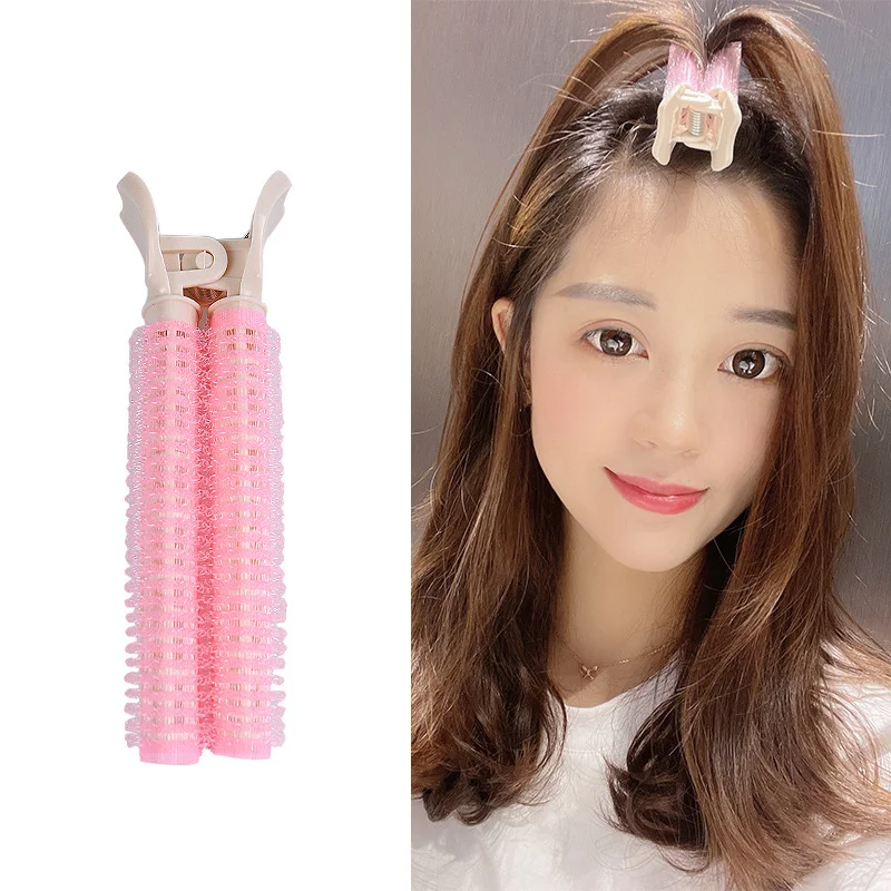 2pcs No Trace Head Hair Roots Fluffy Clip Lazy Air Bangs Self-adhesive Fluffy Hair Clip Curling Device Forehead Curler Hair