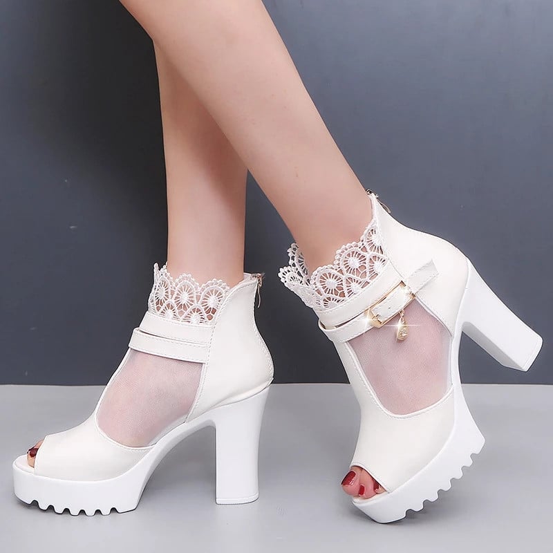 new high heel sexy square heel sandals women high heels party ladies shoes fish mouth toe high heel pumps