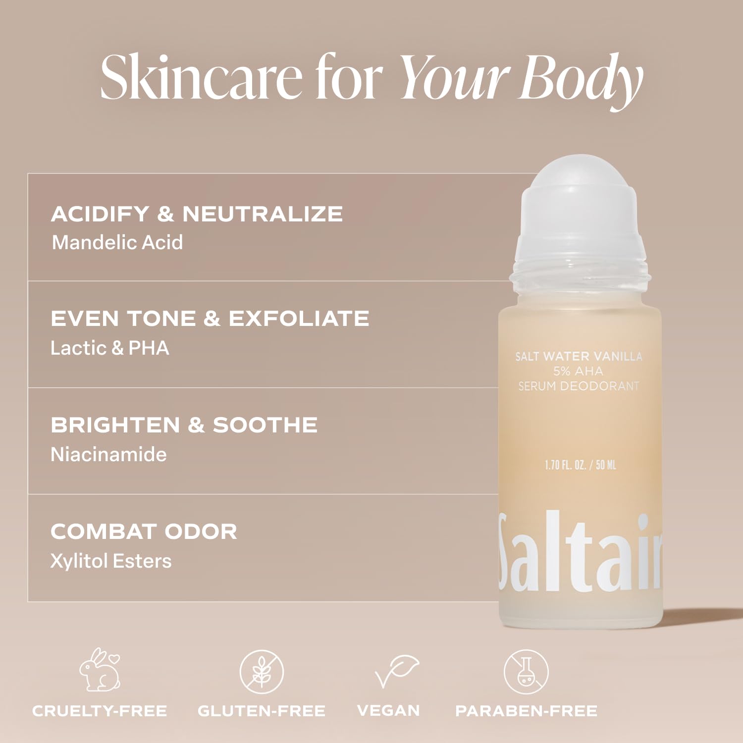 Saltair Serum Deodorant Salt Water Vanilla 2 Pack Luxurious Salt Water Vanilla After Shower and Bath Oil Moisturizer