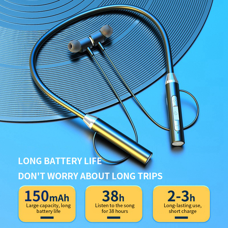 TWS Neck Wireless Bluetooth Earphones 48H Long Life Sports Running Headset Waterproof Sport Earbuds Noise Reduction Headphones