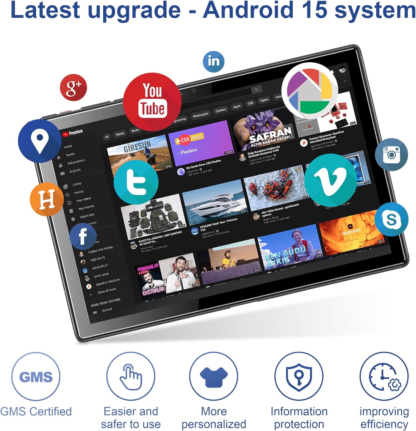 BYYBUO Android 15 Tablet,10.1 inch Tablet with Case,8GB RAM 64GB ROM Quad-Core Processor 5000mAh Battery, 1280x800 IPS FHD Touchscreen 5MP+8MP Camera,