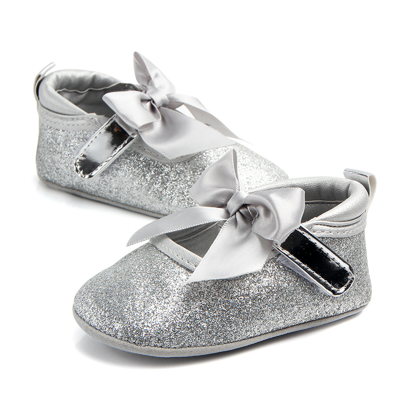 Shiny baby princess shoes baby shoes soft bottom non-slip shoes 0-1 years old spring and autumn