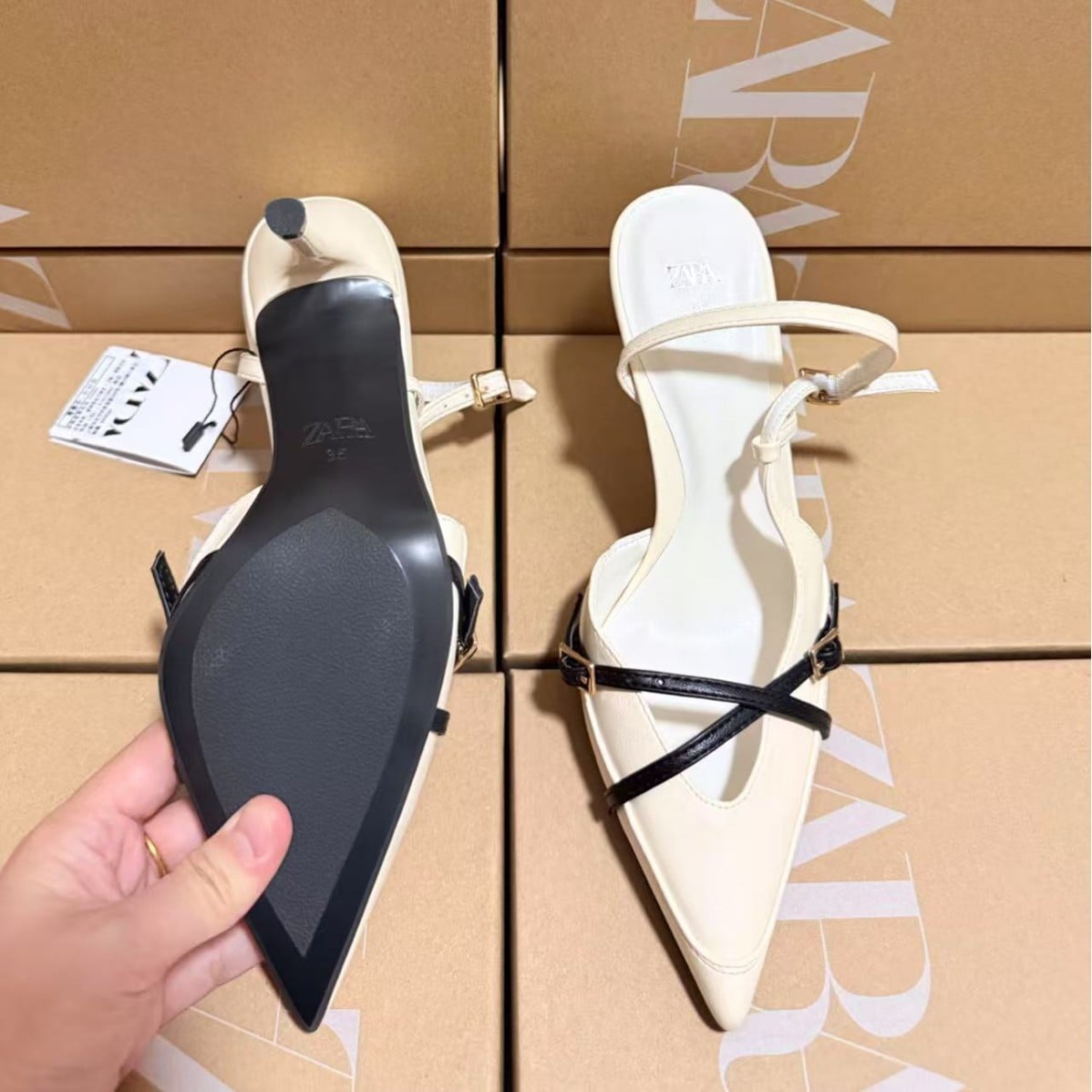 New cross thin strap high-heeled shoes with pointed edges that look slim, patent leather thin heels, cross buckle strap toe caps