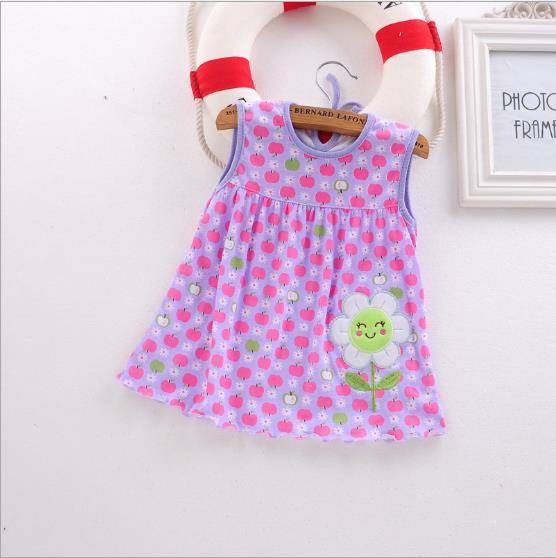 Baby Dress Cute Animal Plant Baby Dress Little Girl in Sleeveless Dress Casual Cotton Vest Little Princess Dress