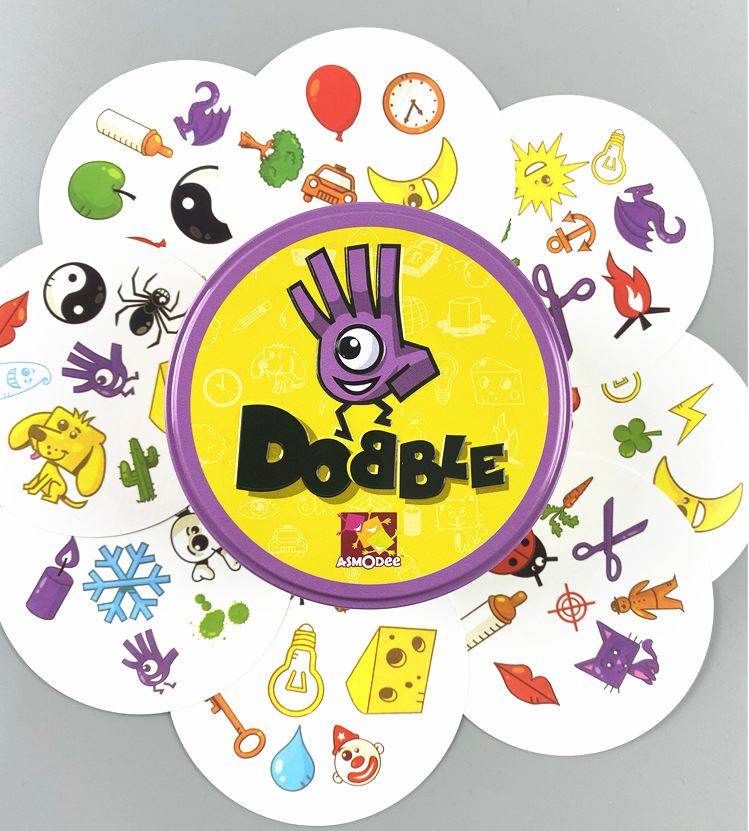 83mm Dobble kid yellow box Spot It game card Basic English Version on Road Holidays dobble Game